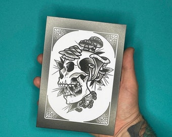 A6 Dotwork Skulls - Traditional Tattoo Art Print