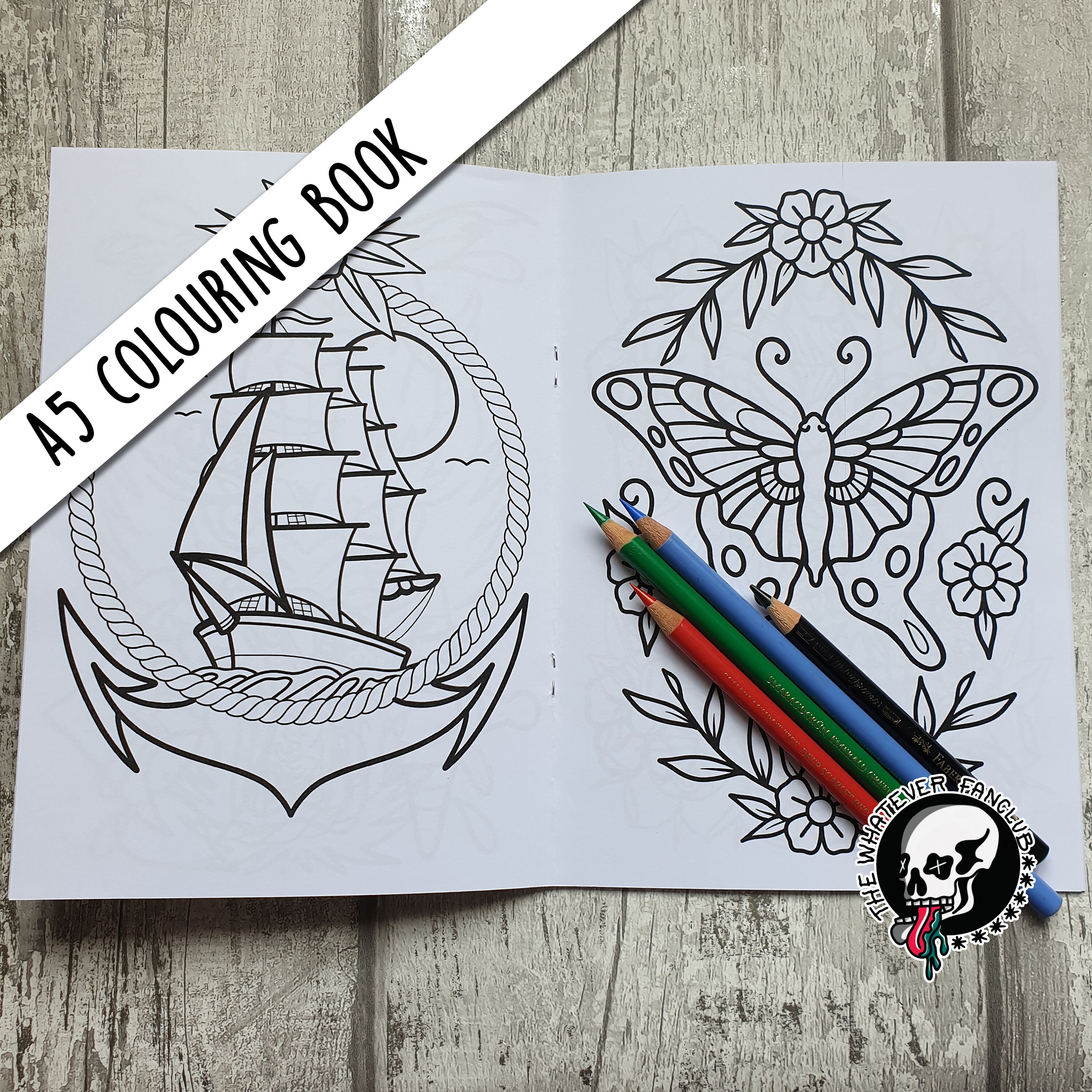 A5 Traditional Tattoo Colouring Book for Adults or Kids - Etsy