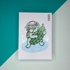 A6 Cute Yokai Monster - Japanese Kappa Postcard Art Print