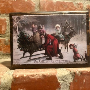 Vintage Santa Wood Sign: Primitive Christmas Farmhouse Decor