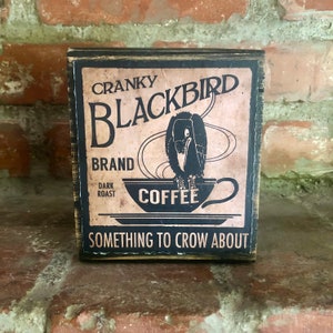 Primitive Coffee Bar Wood Sign - Rustic Kitchen Farmhouse Decor, Vintage Style, Upcycled Recycled Wood, Country Coffee Counter Sign