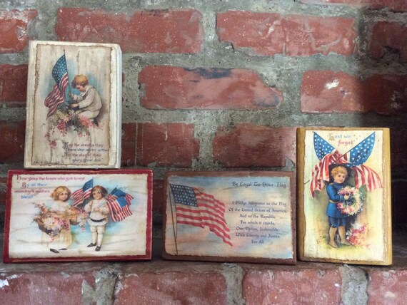 Primitive Fourth Of July Wood Blocks Farmhouse Patriotic Etsy