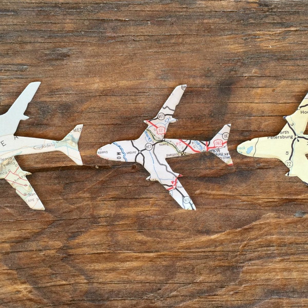 Vintage Map Airplanes, Airplane Confetti, Military Confetti, Veterans Day Table Top Confetti, Atlas Map Airplanes