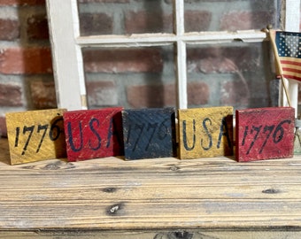 Primitive 4th of July 1776 Wood Decoration; Vintage Colonial Americana Home Decor; Vintage Farmhouse Independence Day;July 4th Home Decor