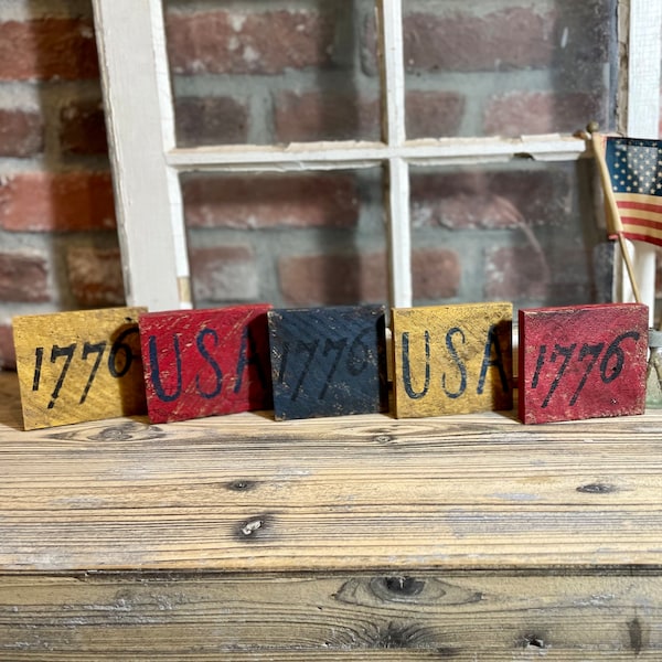 Primitive 4th of July 1776 Wood Decoration; Vintage Colonial Americana Home Decor; Vintage Farmhouse Independence Day;July 4th Home Decor