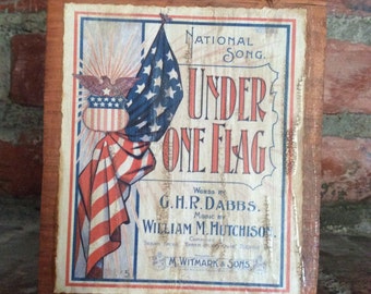 Vintage Patriotic Wood Decoration; Primitive Independence Day Decoration; 4th of July Farmhouse