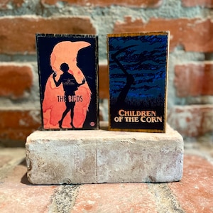 Vintage Horror Halloween, Halloween Horror Film Wood Blocks, Primitive Halloween Decorations