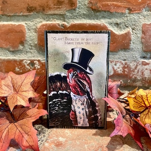 Vintage Thanksgiving Wood Block; Turkey Shelf Sitter; Humorous Thanksgiving Sign; Farmhouse Tier Tray; Thanksgiving Decoration