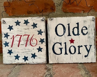 Primitive July 4th Wood Sign: Rustic Americana Patriotic Decor