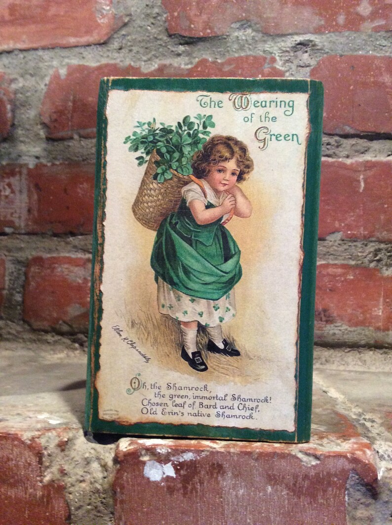 Vintage St. Patrick's Day Wood Blocks Vintage Farmhouse St. Patrick's Day Signs Primitive St. Patrick's Day Shelf Sitters image 6