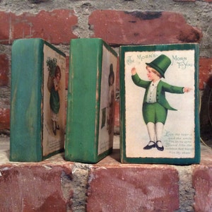 Vintage St. Patrick's Day Wood Blocks Vintage Farmhouse St. Patrick's Day Signs Primitive St. Patrick's Day Shelf Sitters image 5