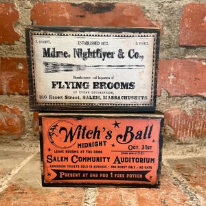 Primitive Halloween Witch Wood Blocks; Vintage Witch Broom Sign; Farmhouse Halloween Tier Tray; Country Halloween Decoration; Halloween Gift
