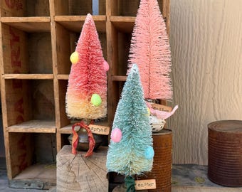 Easter Bottle Brush Trees in Vintage Door Knob Bases | Farmhouse Easter Home Decor
