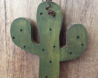 Cactus Ornament, Saguaro Ornament, Boho Ornament, Rustic Wood Christmas Ornament, Small Cactus Gift