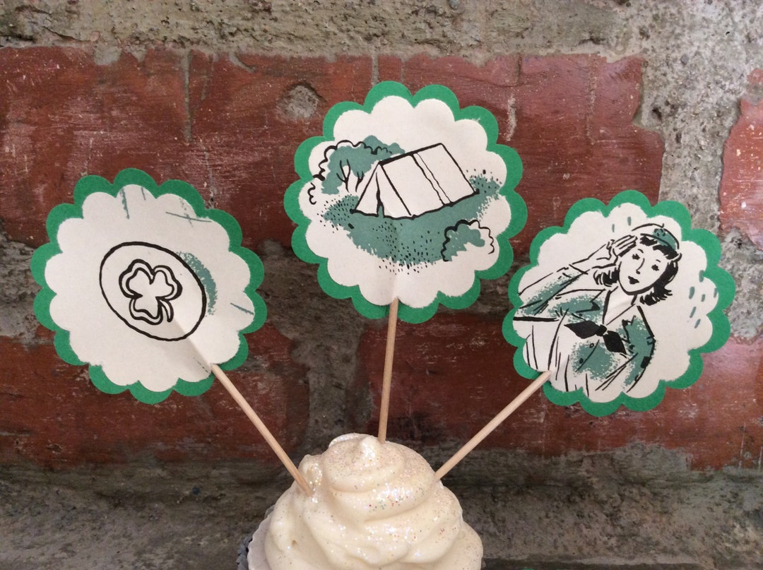 Vintage Girl Scout Cupcake Toppers Girl Scout Party Etsy