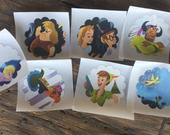 Peter Pan Stickers; Vintage Peter Pan Stickers; Vintage Children's Book Stickers; Peter Pan Party Decorations; Peter Pan Party Favors