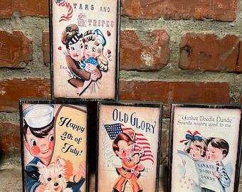 Retro 4th of July Wood Blocks: Patriotic Tier Tray Decor