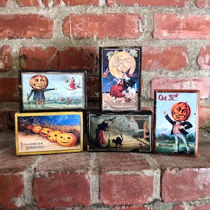 Primitive Halloween Wood Block, Rustic Halloween Decorations, Vintage Halloween Decorations, Farmhouse Halloween Wood Sign Blocks