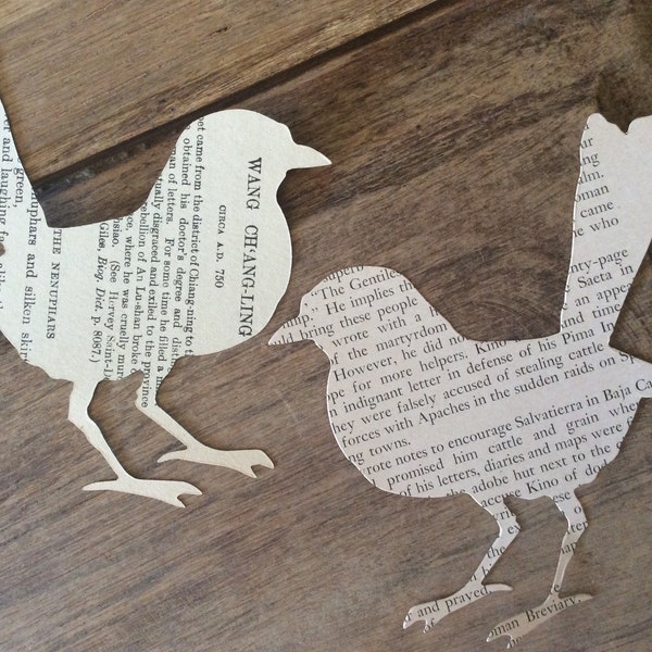 Vintage Paper Birds, Antique Paper Bird Die Cuts, Paper Bird Ephemera,Farmhouse Vintage Paper Large Bird, Recycled Paper Birds