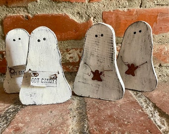 Farmhouse Country Halloween Ghost Tier Tray; Primitive Halloween Home Decor; Small Halloween Ghost Decoration Rustic Wood Ghost; Ghost Decor