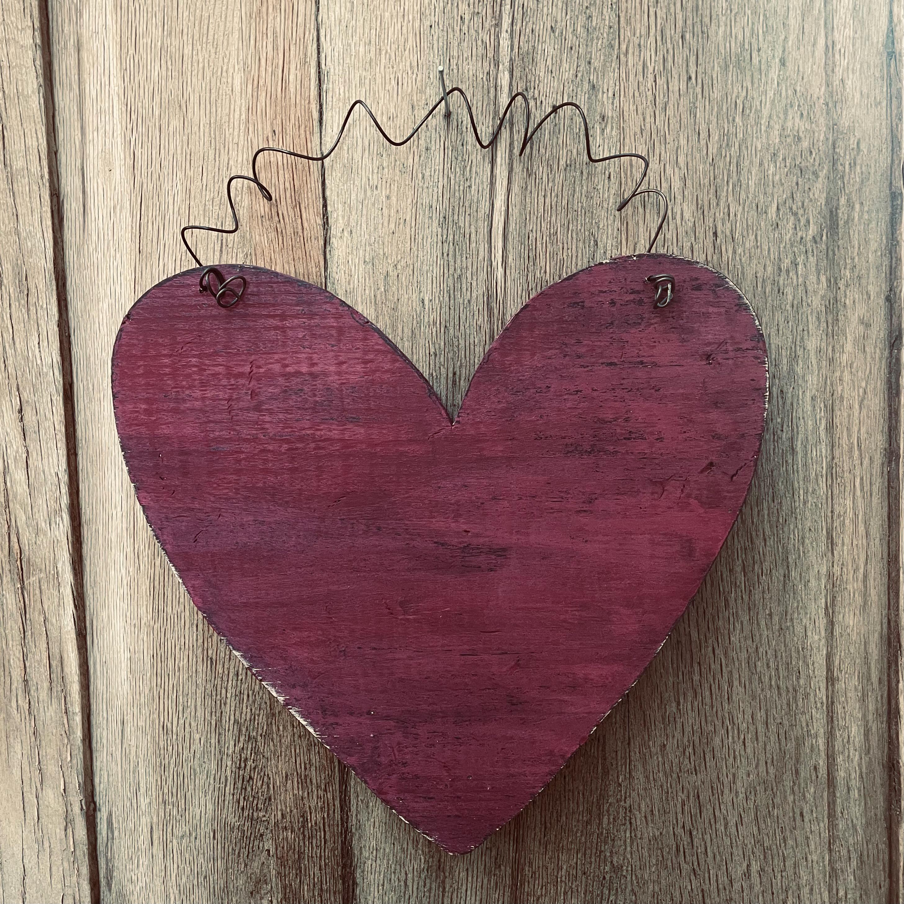 Rustic Red Wood Heart Wall Decor | Distressed Farmhouse Valentine Decor ...