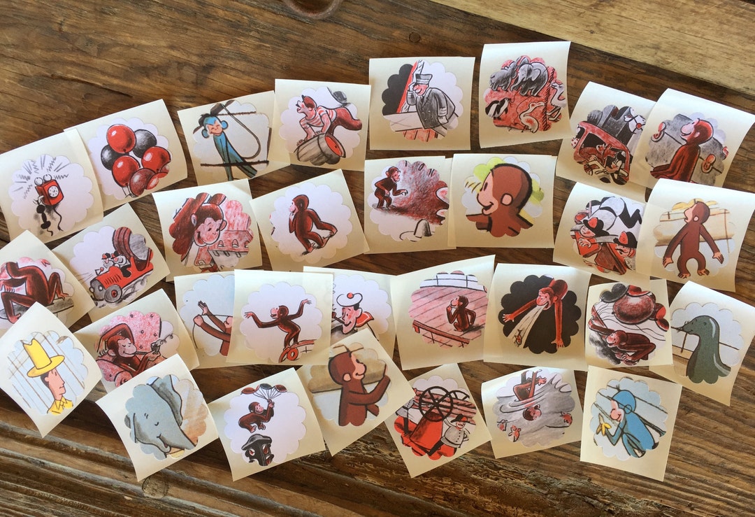 Curious George Stickers for Party Favors, Vintage Book Decor ...