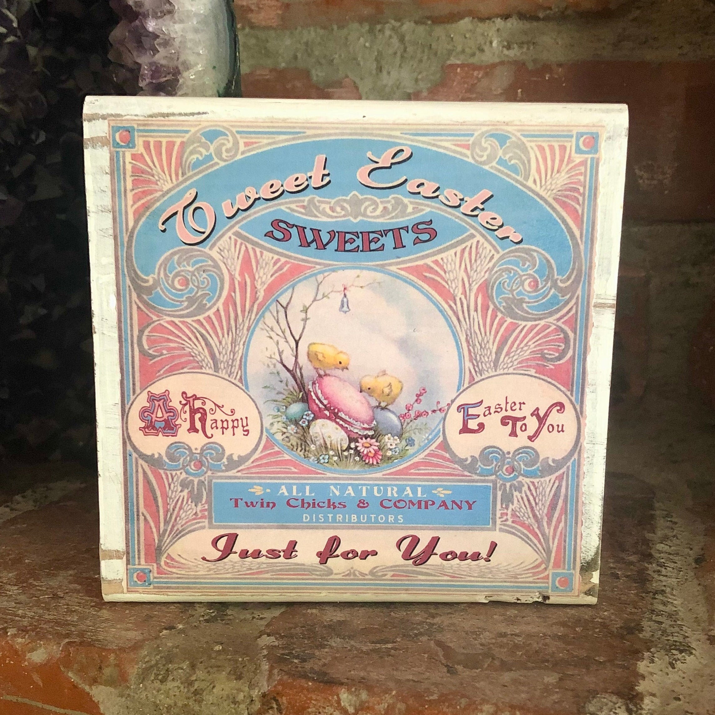 Vintage Easter Sign Decoration Primitive Easter Home Decor Etsy