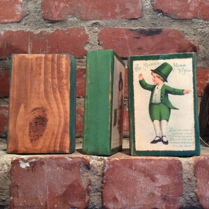 Vintage St. Patrick's Day Wood Blocks Vintage Farmhouse St. Patrick's Day Signs Primitive St. Patrick's Day Shelf Sitters image 4