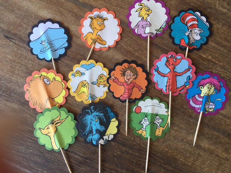 Dr Seuss Cupcake Toppers Etsy