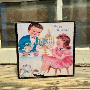 Hanukkah Wood Shelf Sitter; Hanukkah Home Decoration; Hanukkah Gift; Vintage Hanukkah Decor; Farmhouse Hanukkah Mantel; Hanukkah Small Sign