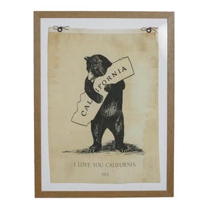 I Love you California Bear Flag, Framed Bear Flag, California Flag