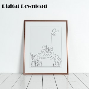 Baptism Gift, Line Drawing, Digital Download, Minimalist, Black and White, Savior, Bible Art, Gospel Art, LDS, Jesus Christ, Single Line