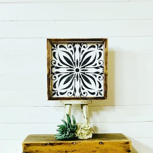 Tile pattern, Decorative Sign, Farmhouse Sign, Wood Sign, Spanish Tile Sign, Tile Wood Sign, Mantle Sign, Gallery Wall, Housewarming Gift