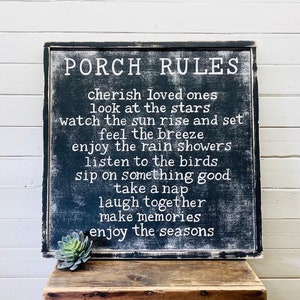 Customizable Porch Rules Sign For Outdoor Space, Personalized Porch Decor, Rustic Patio Deck Rules Sign, Custom Summer Housewarming Gift