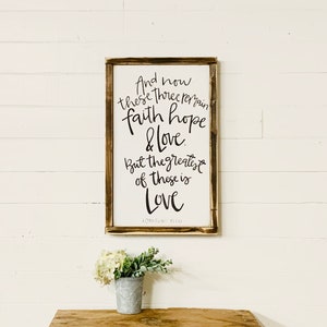 Faith Hope Love But The Greatest Of These Is Love 1 Corinthians 13 13 Scripture Wood Sign Christian Gift, Bible Verse Wall Decor Word Art