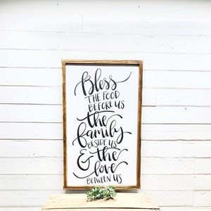Bless The Food Before Us Family Prayer Wood Sign, Kitchen Decor, Dinner Prayer Wall Art, Dining Room Wall Art, Christian Housewarming Gift