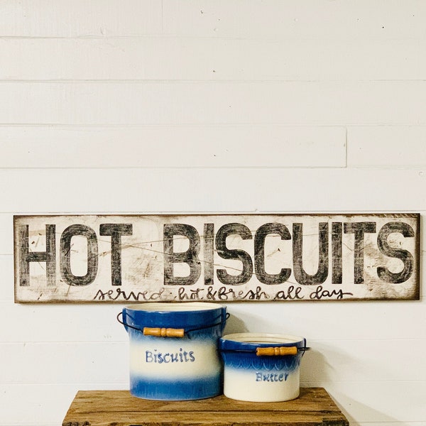 Hot Biscuits Sign For Farmhouse Kitchen Decor Sign For Diner Country Kitchen Housewarming Gift Rustic Distressed Wood Sign Vintage Sign