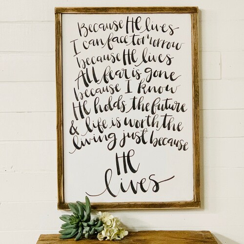 Because He Lives Wood Sign Sign With Old Hymn Christian | Etsy Norway