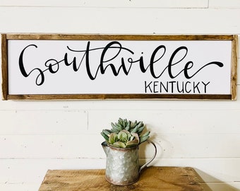 Personalized Hometown Sign: Custom City & State Wood Wall Art