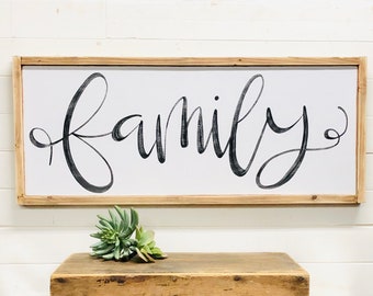 Large Family Sign Custom Est Date, Family Room Wall Decor, Farmhouse Decor, Rustic Sign For Living Room, Mothers Day Gift, Large Wood Signs