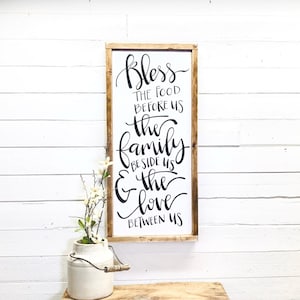 Bless The Food Before Us The Family Beside Us The Love Between Us Meal Prayer Wood Sign, Dining Room Wall Art, Christian Housewarming Gift