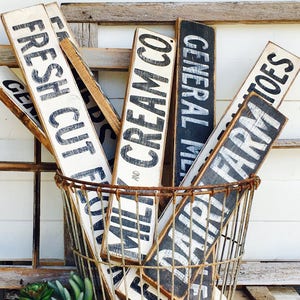 Distressed Small Garden Signs, Personalize and Create Your Own Rustic Dairy Farm, Sourdough Bread, Fresh Cut Flowers, Farm to Table Sign