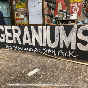 Geraniums Wood Sign: Vintage Looking Rustic Farmhouse Garden Decor ...