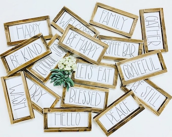 Personalized Small Wood Sign Customized Mini Wood framed Sign Housewarming Gift Hostess Gift Be kind be still Be Happy Farmhouse Decor