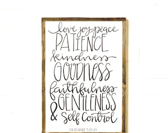 Fruit Of The Spirit Galatians 5 22 23 Bible Verse Framed Wall Art, Love Joy Peace Christian Gift, Scripture Word Art, Christian Wall Decor