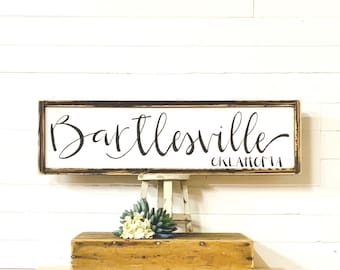 Custom Hometown City And State Sign, Personalize Wood Sign With Your Town And State, Going Away Gift For Friend, Housewarming Gift
