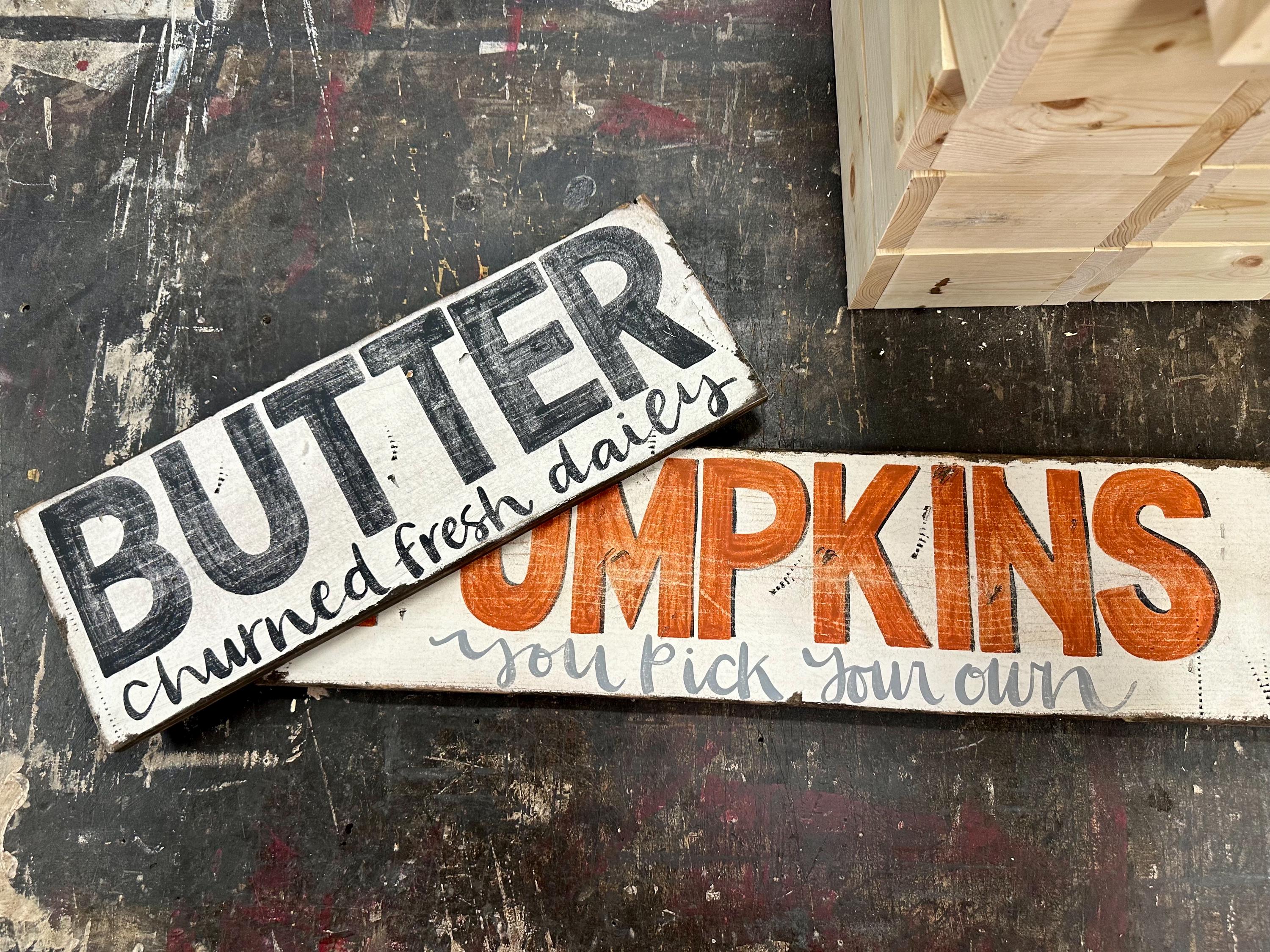 Vintage Style Butter Sign: Rustic Farmhouse Kitchen Decor, Old Looking ...