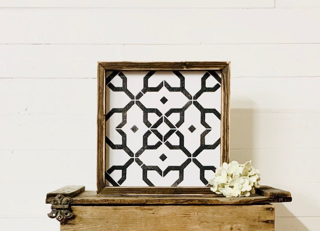 Tile Pattern, Wood Sign, Hand Painted, Decorative Sign, Farmhouse Style ...