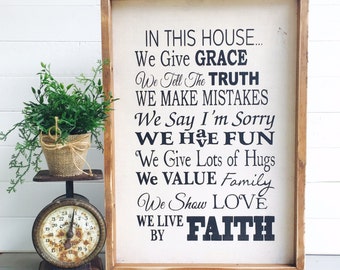 Family Rules Sign, Christian Home Decor, Farmhouse Wall Art