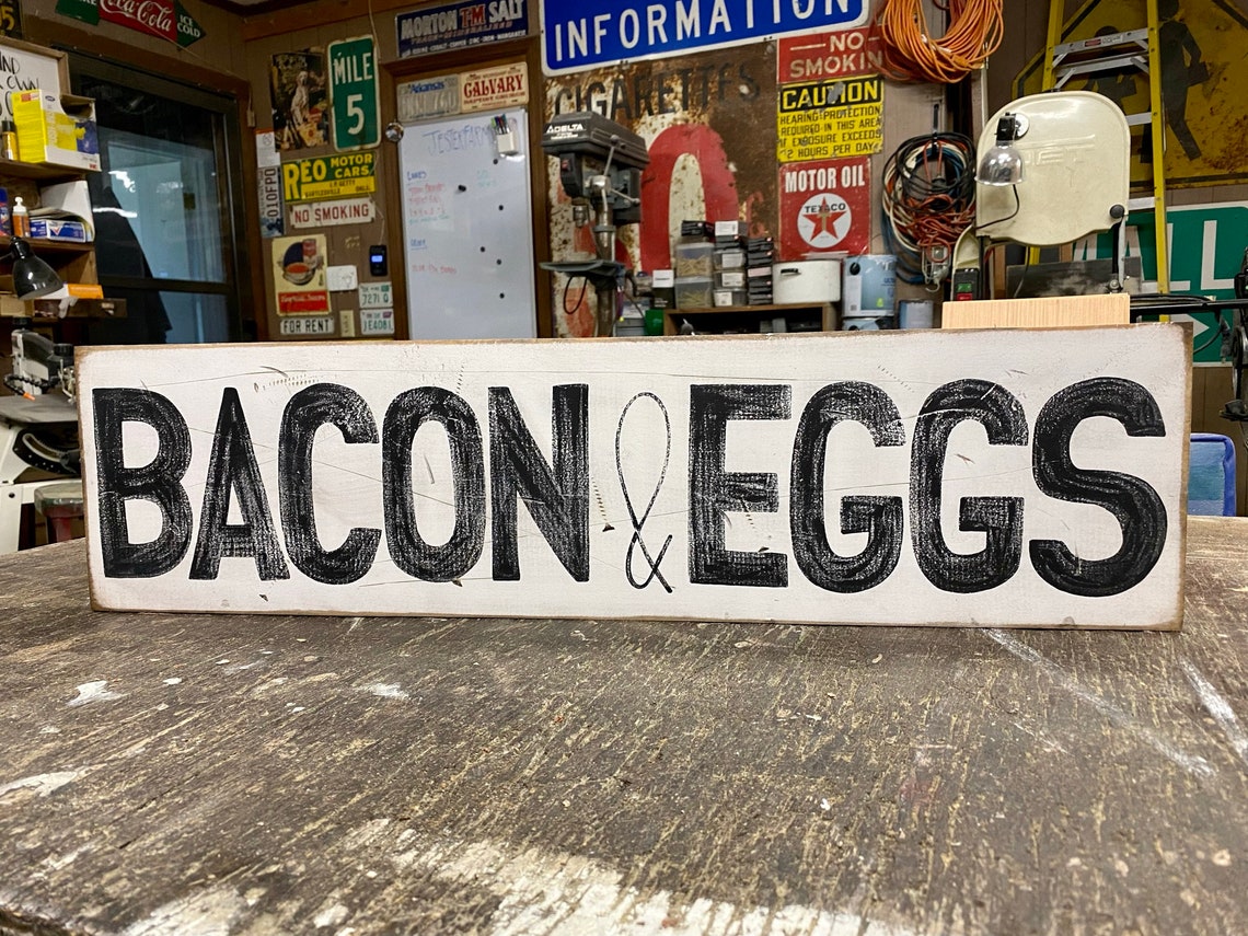 Bacon and Eggs Sign Farmhouse Kitchen Kitchen Wall Decor Etsy